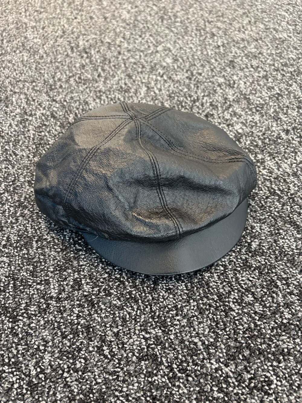 Wilsons Leather Black Genuine Leather Newsboy Cap Size L/XL